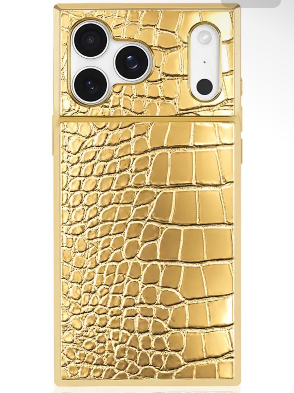 Elite Collection of SQUARE® Gilded Gold Croc MagSafe 17ProMax case
